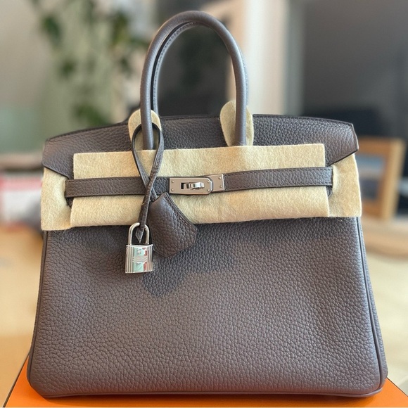 SOLD Hermès Birkin 25 Togo Leather Bag - Etain - Picture 1 of 13